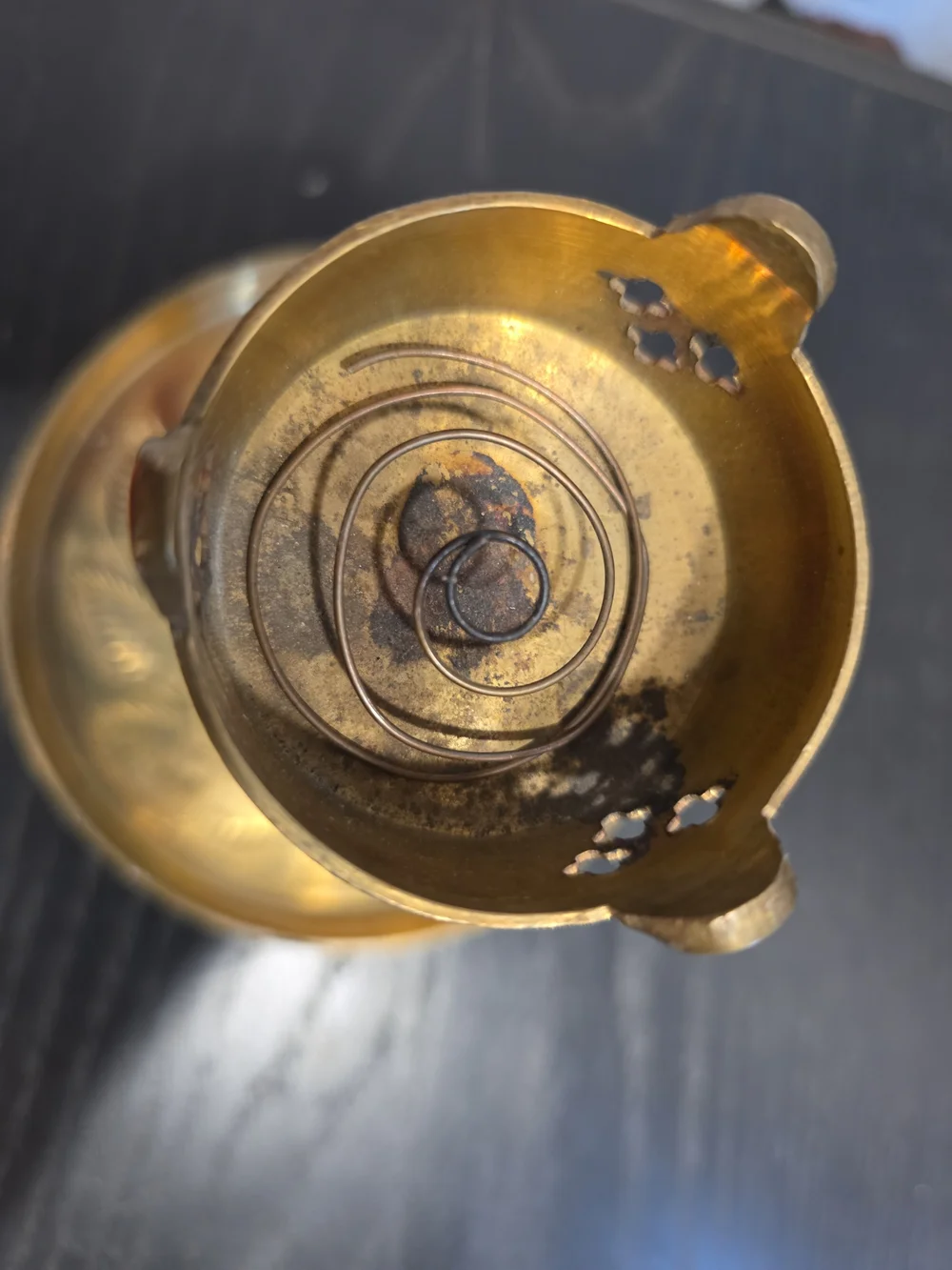 Brass Decorative Trinket Tray with Covered Compartment